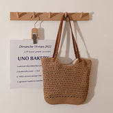 Sac à bandoulière décontracté en fil de coton ajouré et découpé, petite taille, sac de paille tissé portable, sac de plage pour vacances en bord de mer